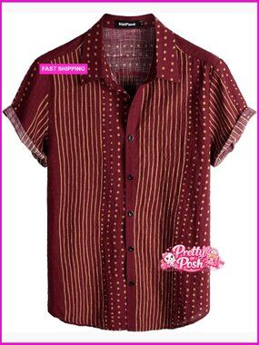 Cotton Rayon Hawaiian Shirt Short Sleeve Button Down Casual Summer